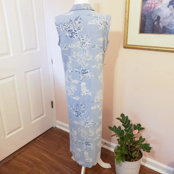 Blue Hawaiian Print Maxi Dress - Picture 6 of 8